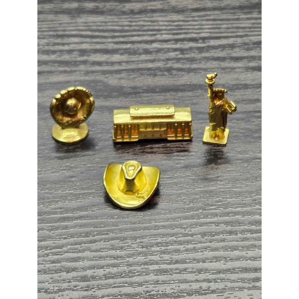 Monopoly Here‎ & Now Gold Tokens Lot Statue Liberty Capitol Hat Baseball Glove